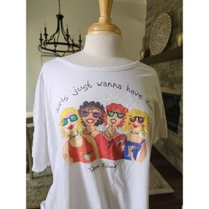 VTG Tybee Island Girls Just Wanna Have Fun Artsy Graphic Nightgown Pockets